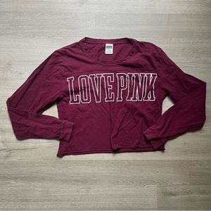 Victoria’s Secret PINK maroon cropped long sleeve (M)